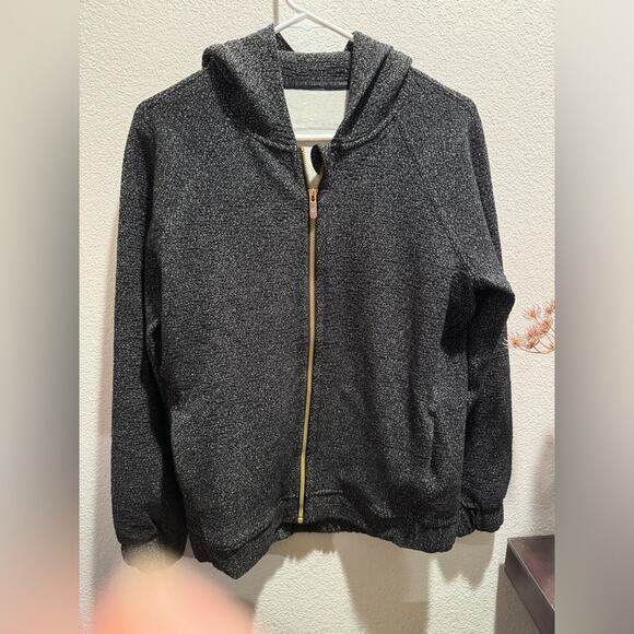 Lululemon Oversized Gray Zip-Up Hoodie, Size S,‎ Gold Zipper, Cozy Casual Active - Picture 1 of 5